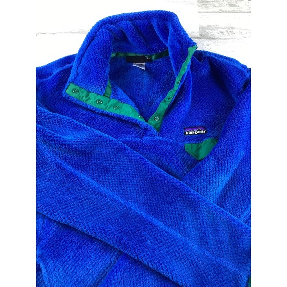PATAGONIA Re-Tool Snap-T Pullover Blue/Green Fleece Women's  XL PolarTec 1/4 Zip - Picture 5 of 13